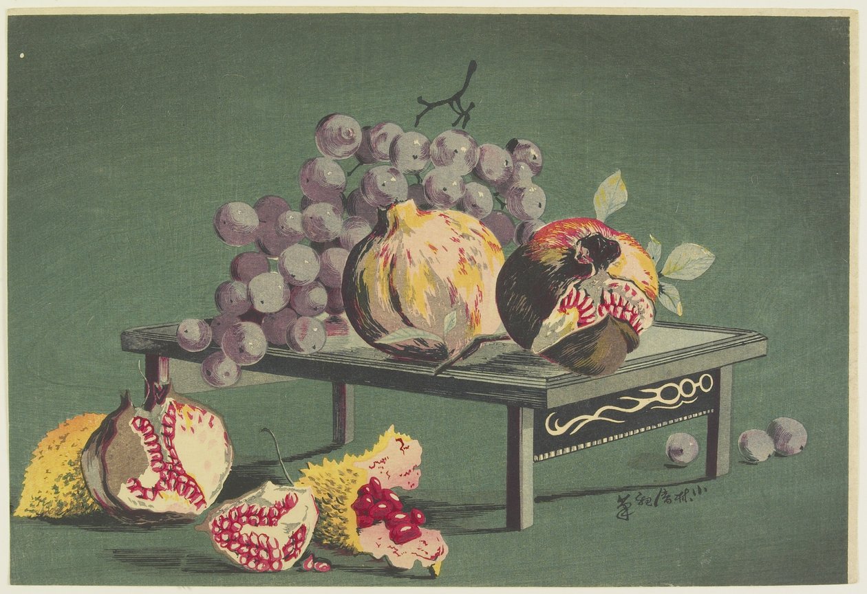 Granatäpfel und Trauben, 1879-1881 von Kobayashi Kiyochika