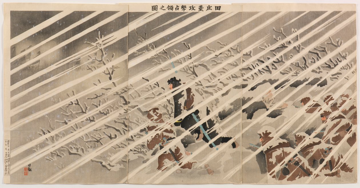 Der Angriff auf und die Besetzung von Tianzhuangtai von Kobayashi Kiyochika