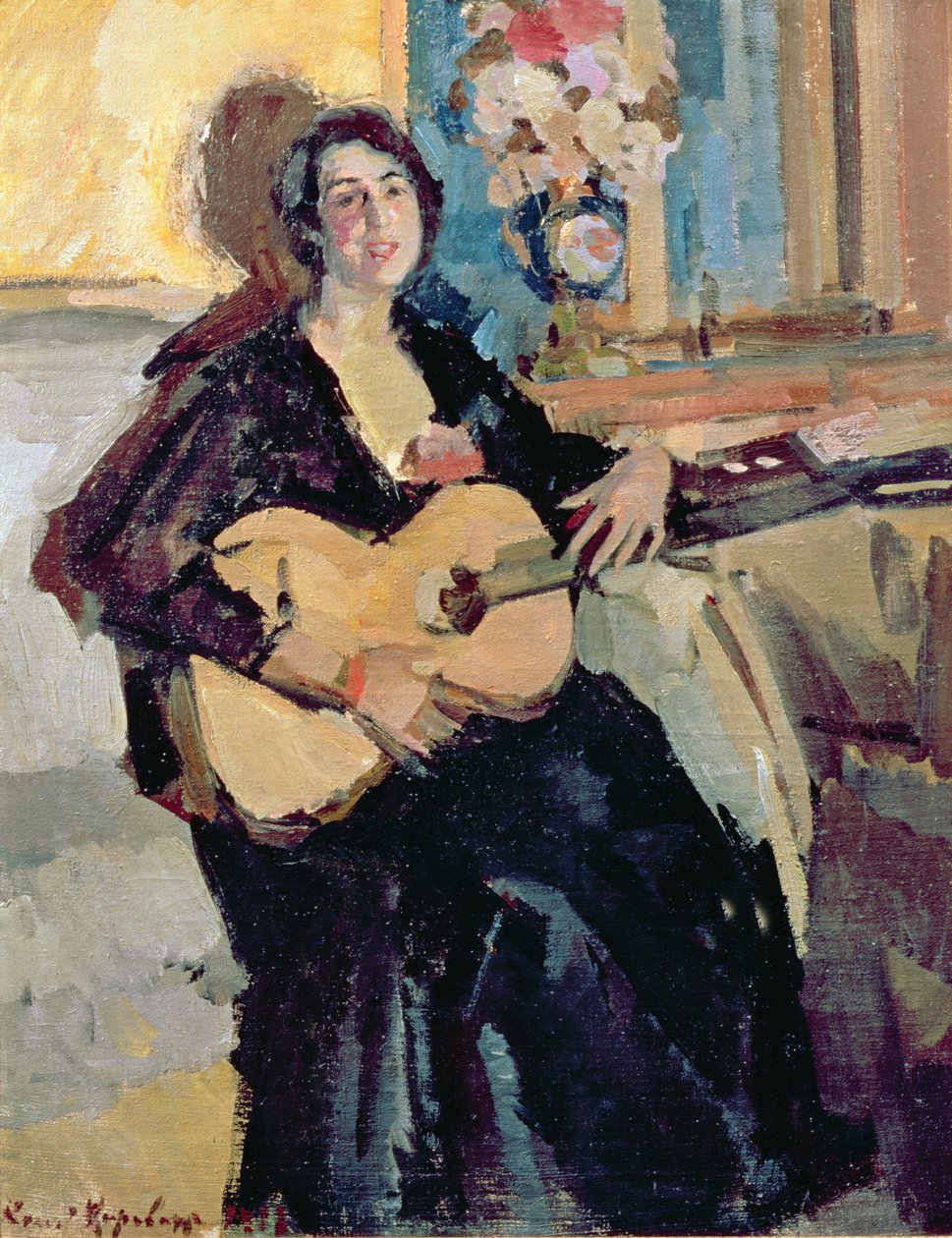 Dame mit einer Gitarre, 1911 von Konstantin Alekseevich Korovin