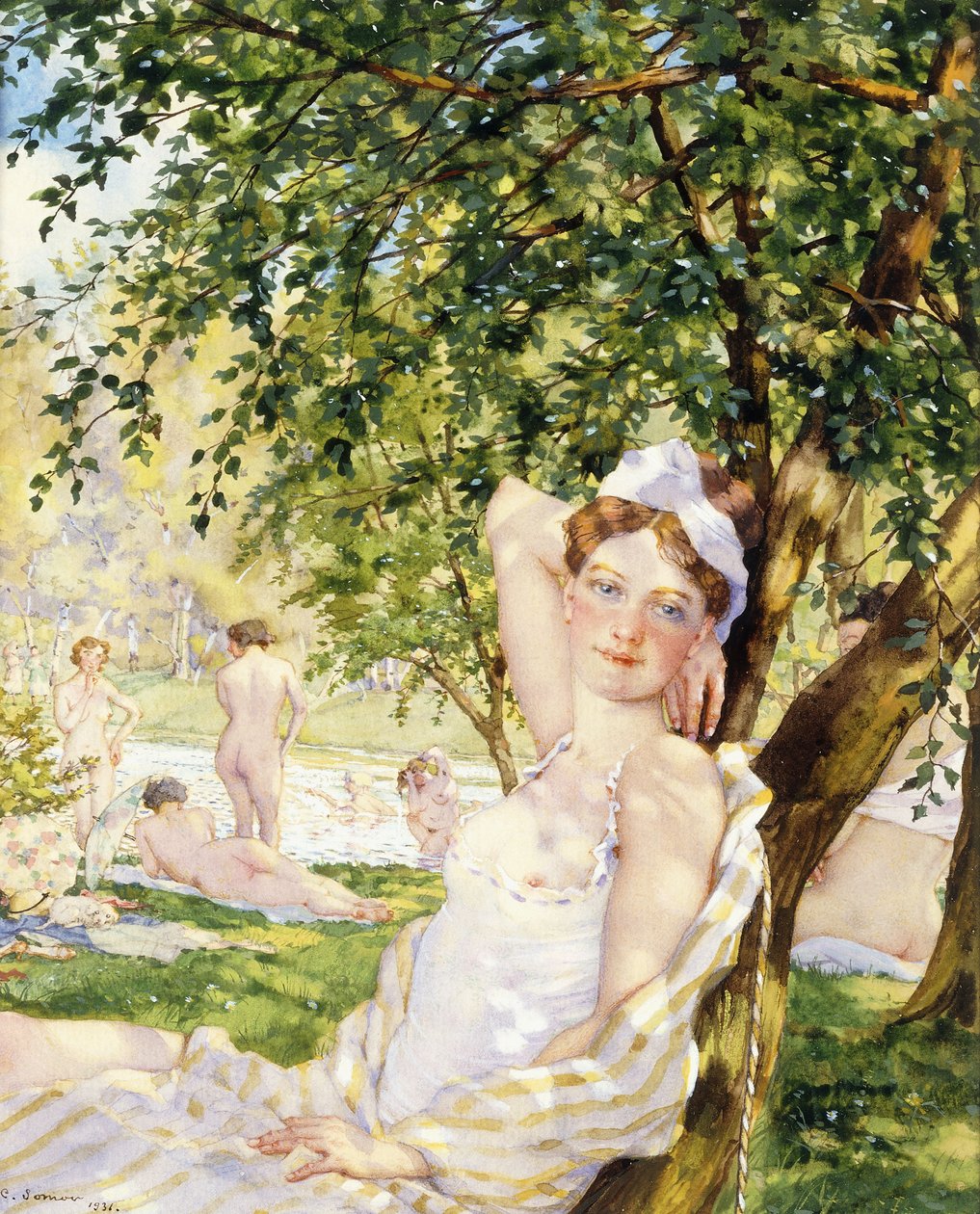 Badende in der Sonne von Konstantin Andreevic Somov