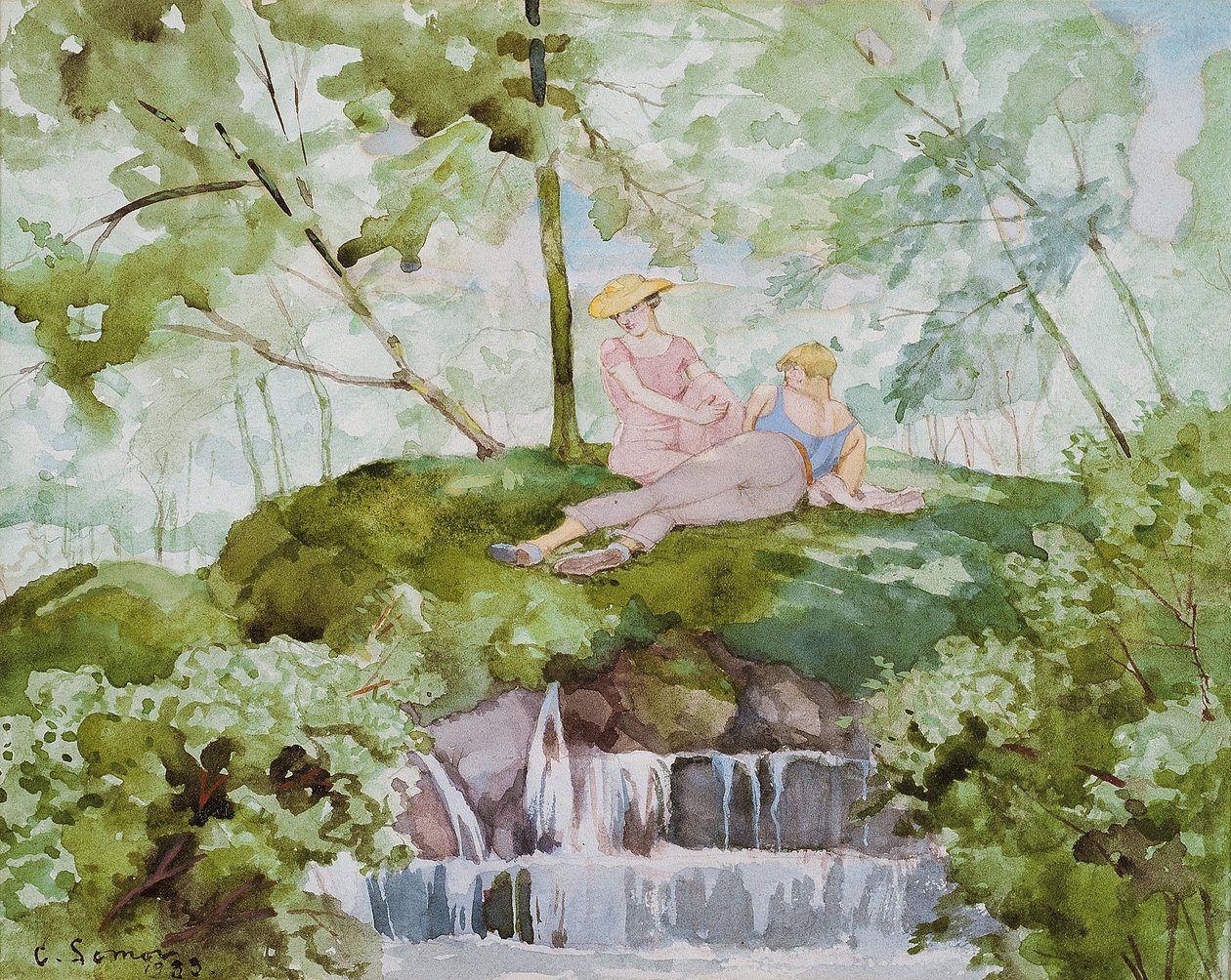 Liebende in einer Landschaft von Konstantin Andreevic Somov