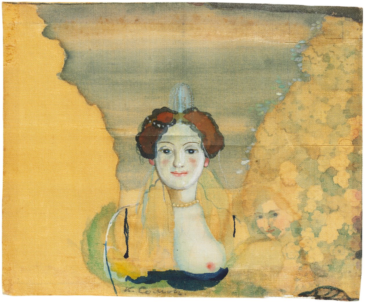 Junge Dame mit einem Garten dahinter von Konstantin Andreyevich Somov