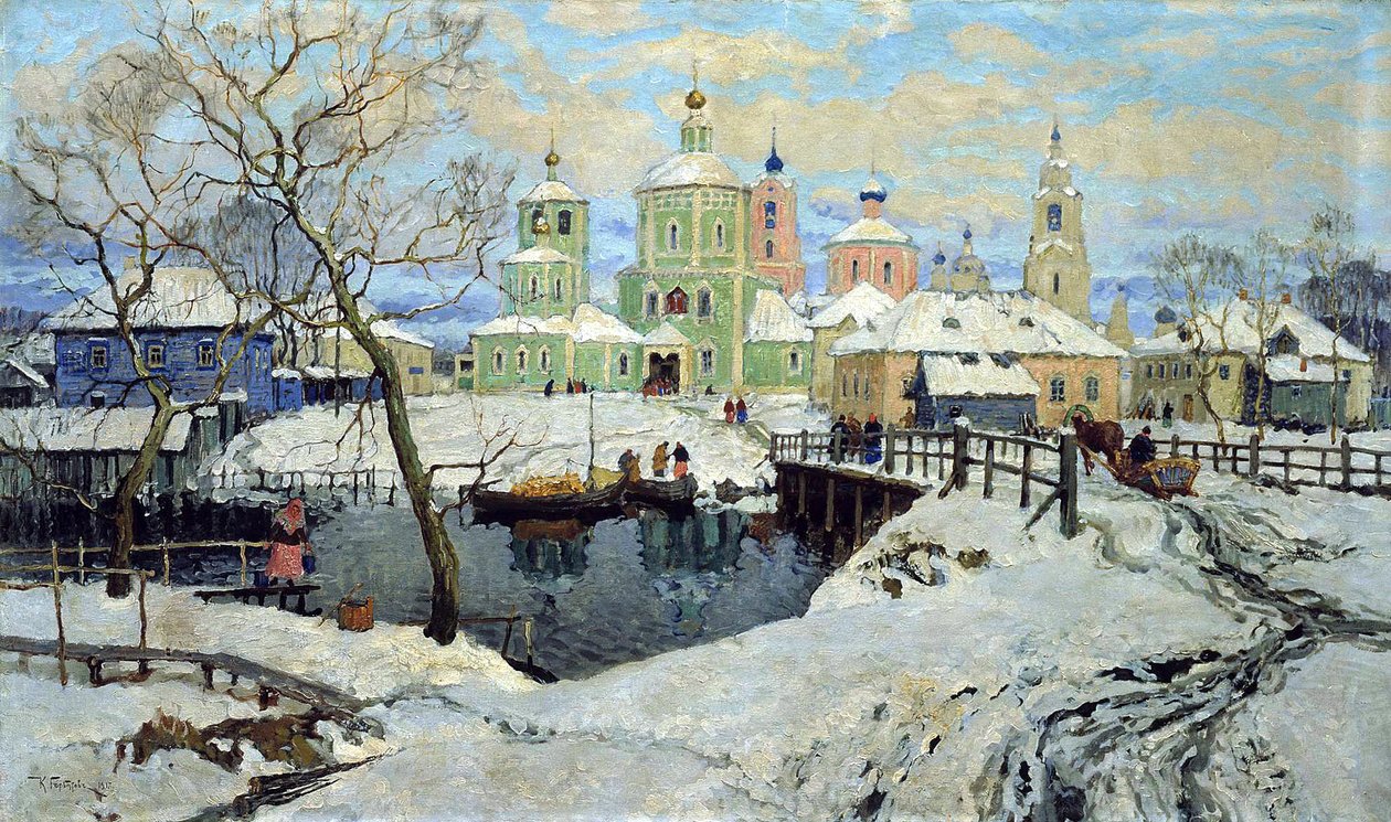 Kleines Dorf Torzhok, 1917 von Konstantin Ivanovich Gorbatov