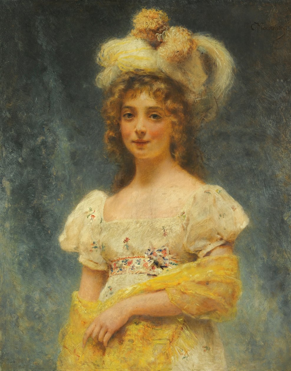 Makovsky Gelbes Tuch von Konstantin Makovsky