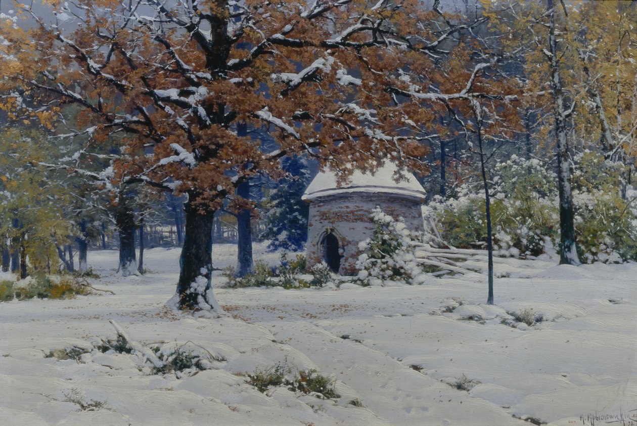 Schnee im September, 1898 von Konstantin Yakovlevich Kryzhitsky