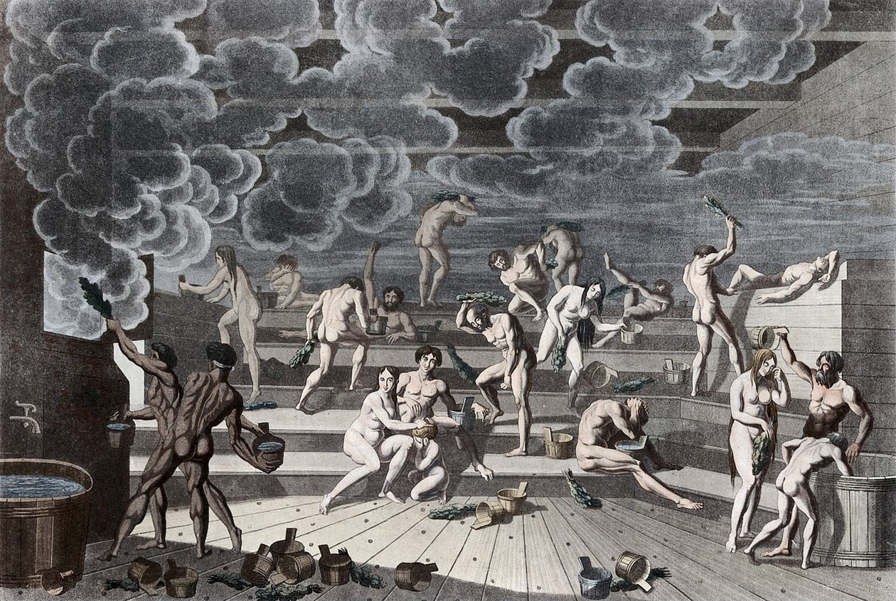 Ein russisches Badehaus, 1811 von Korneev