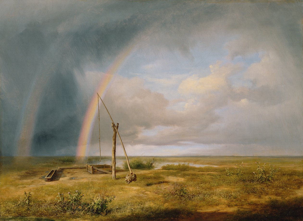 Brunnen gegen einen Regenbogen, 19. Jahrhundert von Károly Markó
