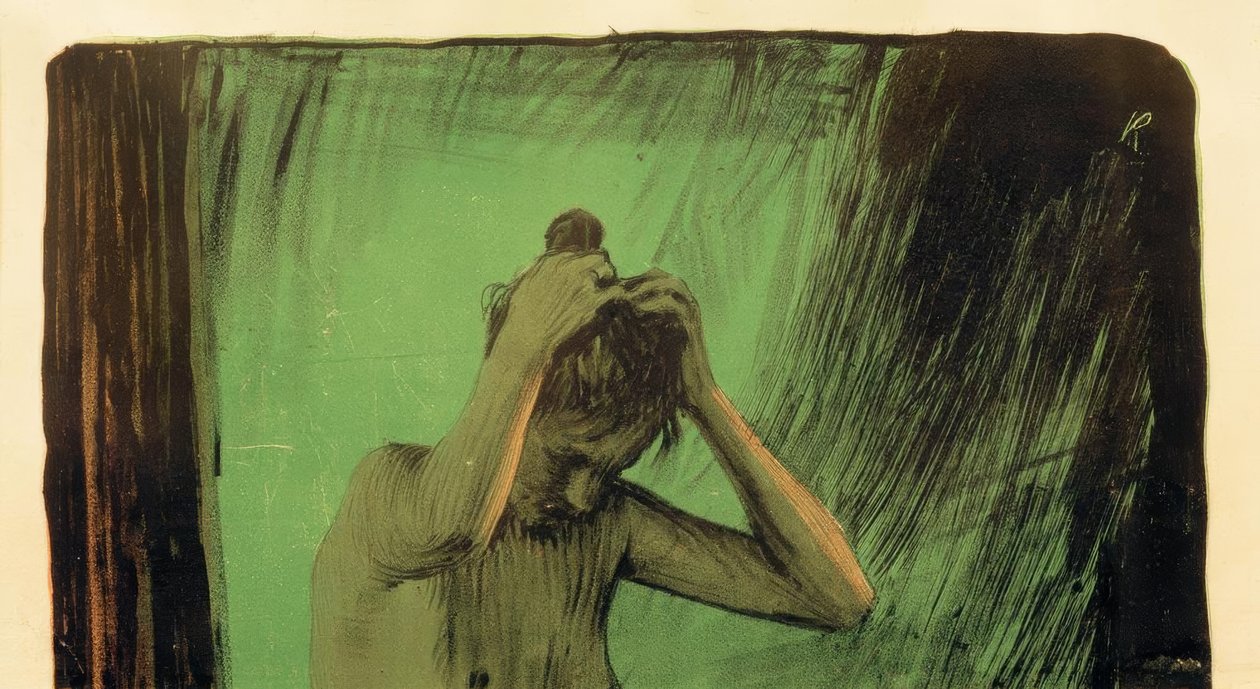 Frau, die ihr Haar ordnet von Käthe Kollwitz