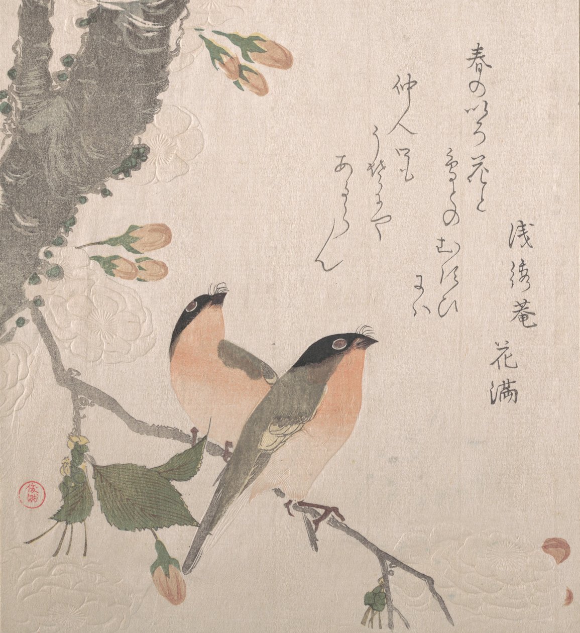 Gimpel und Kirschblüten, 19. Jahrhundert von Kubo Shunman