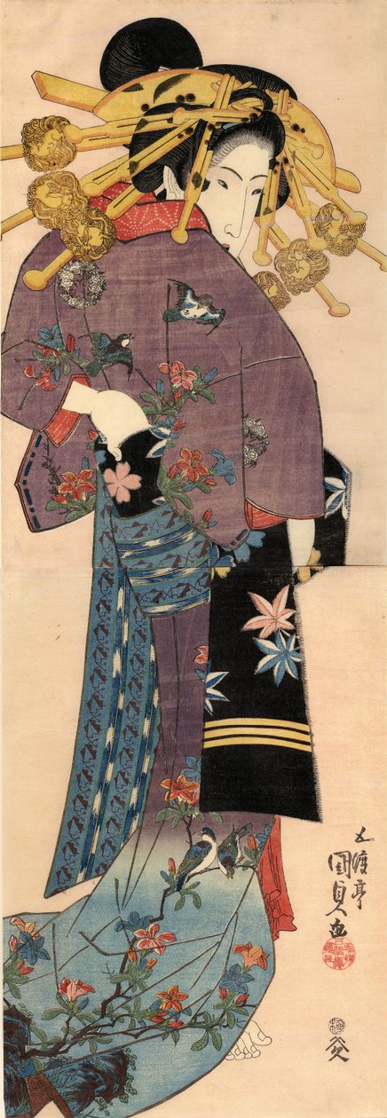 Eine stehende Bijin, ca. 1820 von Kunisada