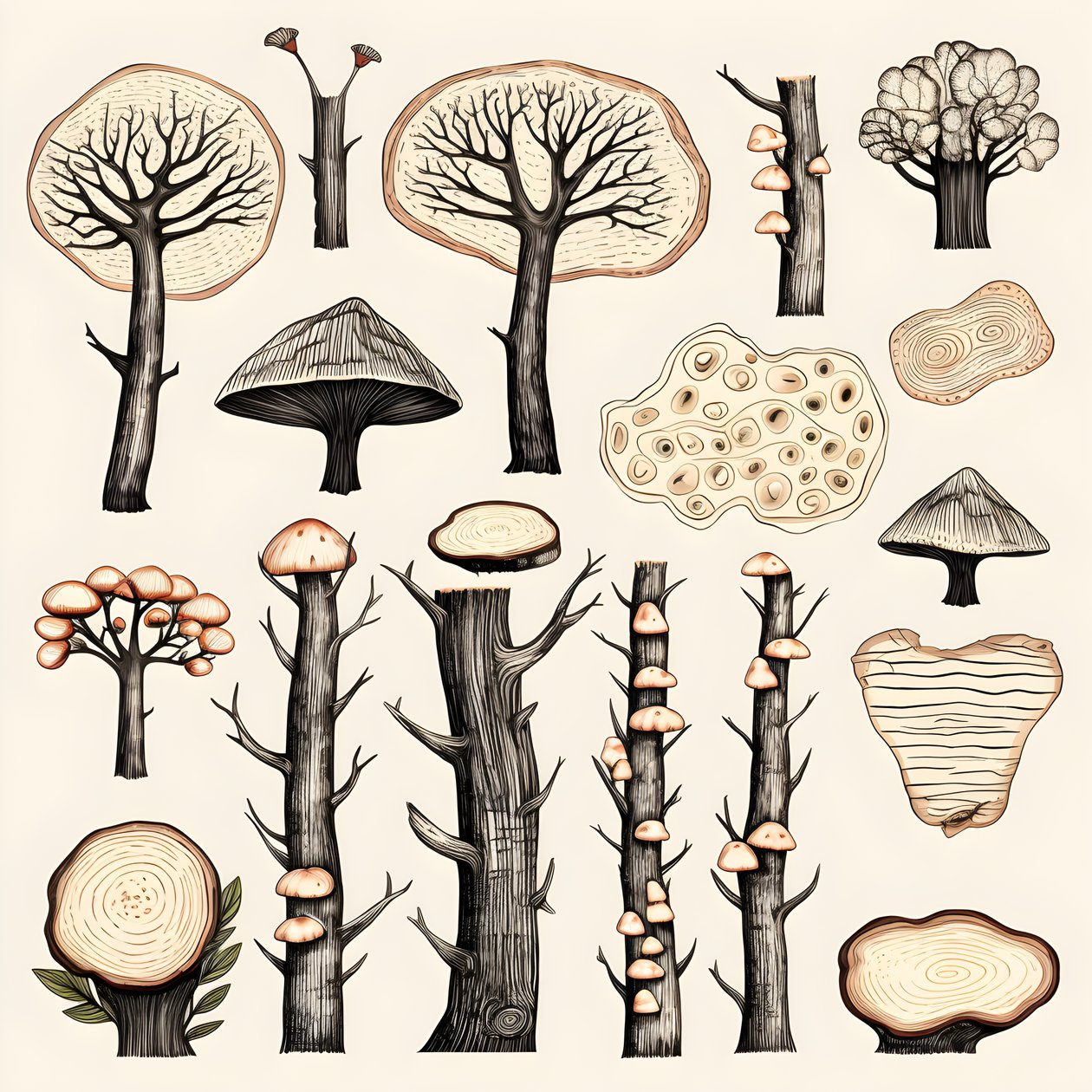 Baumstammabschnitte, Boho-Clipart, Boho-Zeichnungsmuster, Boho-Stamm 3 von Kurt Heppke