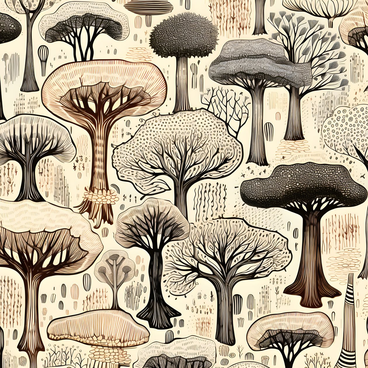 Baumstammabschnitte, Boho-Clipart, Boho-Zeichnungsmuster, Boho-Stamm 4 von Kurt Heppke