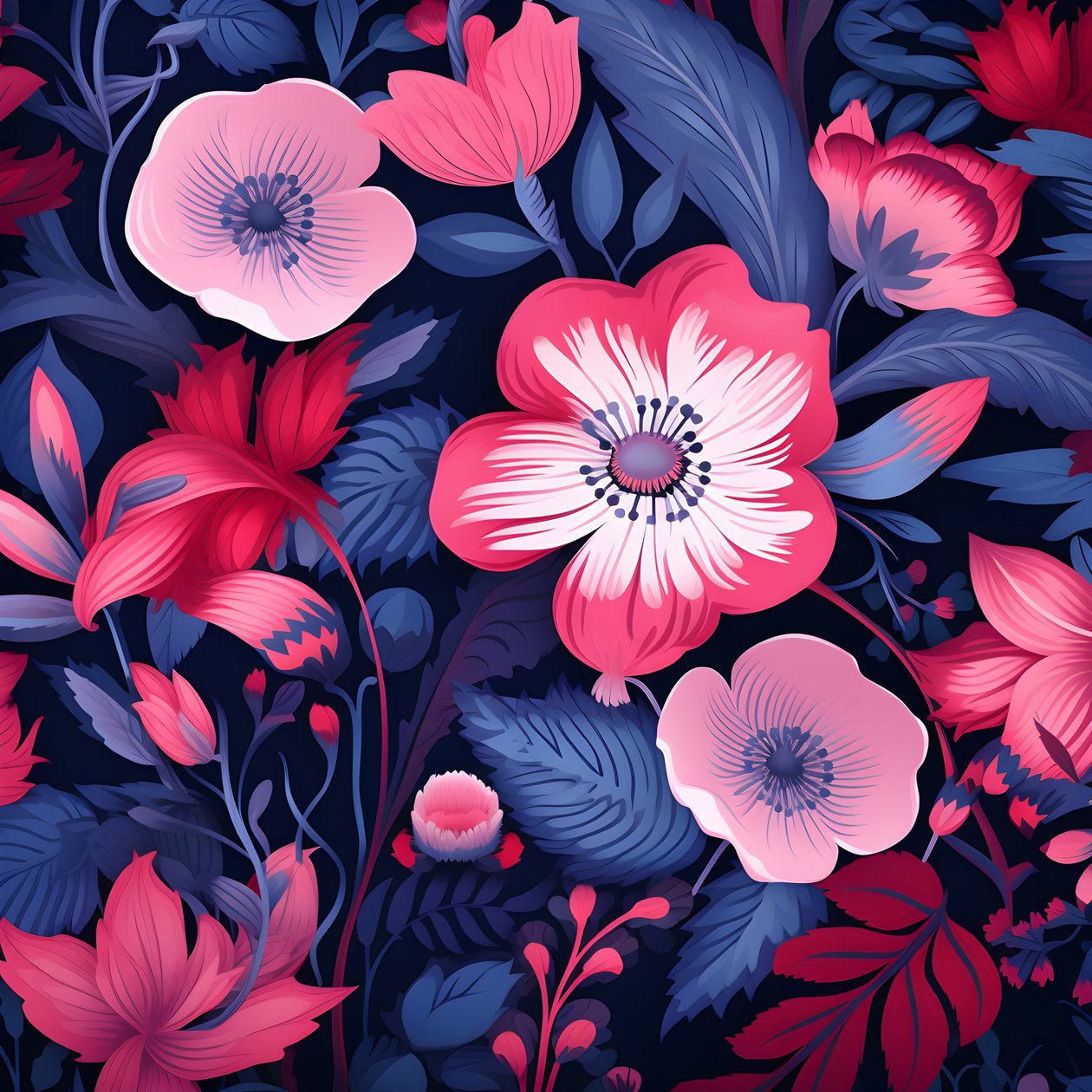 ein Blumenstrauß in rosa und blau von Kurt Heppke