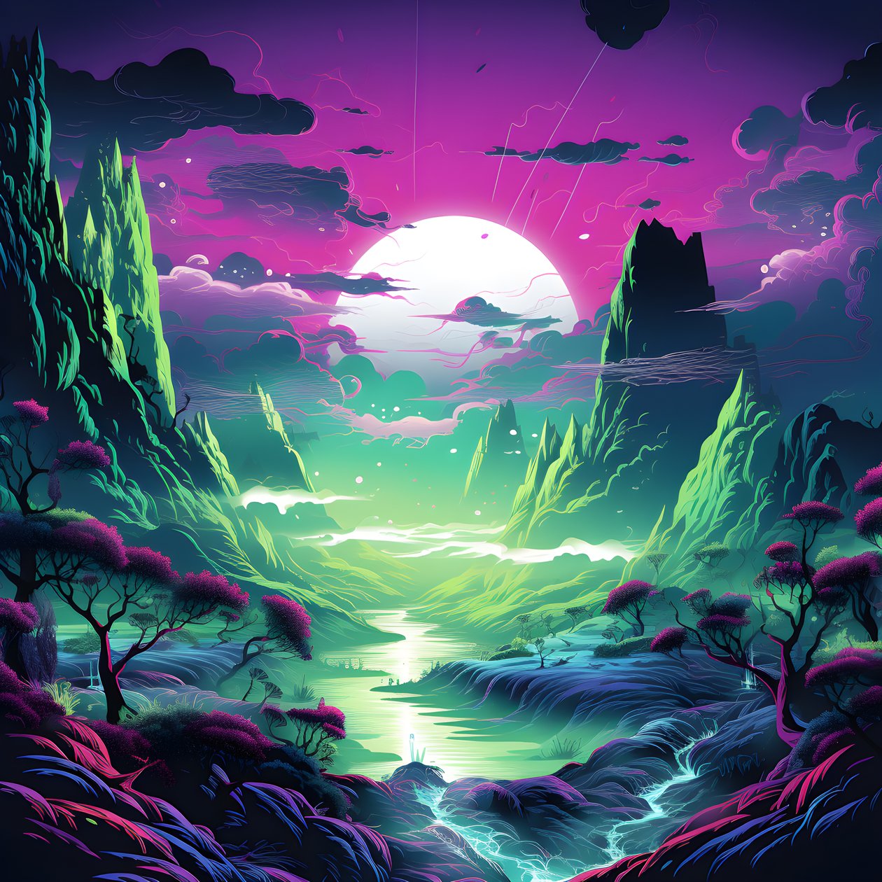 Surreale abstrakte Landschaft 1 von Kurt Heppke