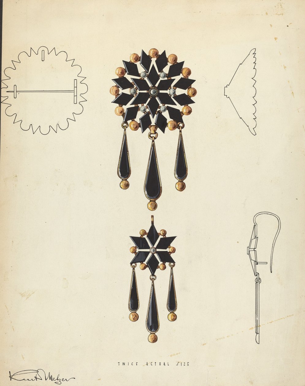 Brosche und Ohrring von Kurt Melzer
