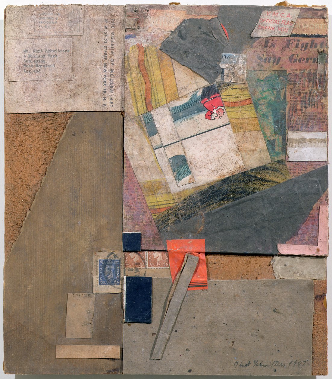 YMCA-Flagge, Danke, Ambleside, 1947 von Kurt Schwitters
