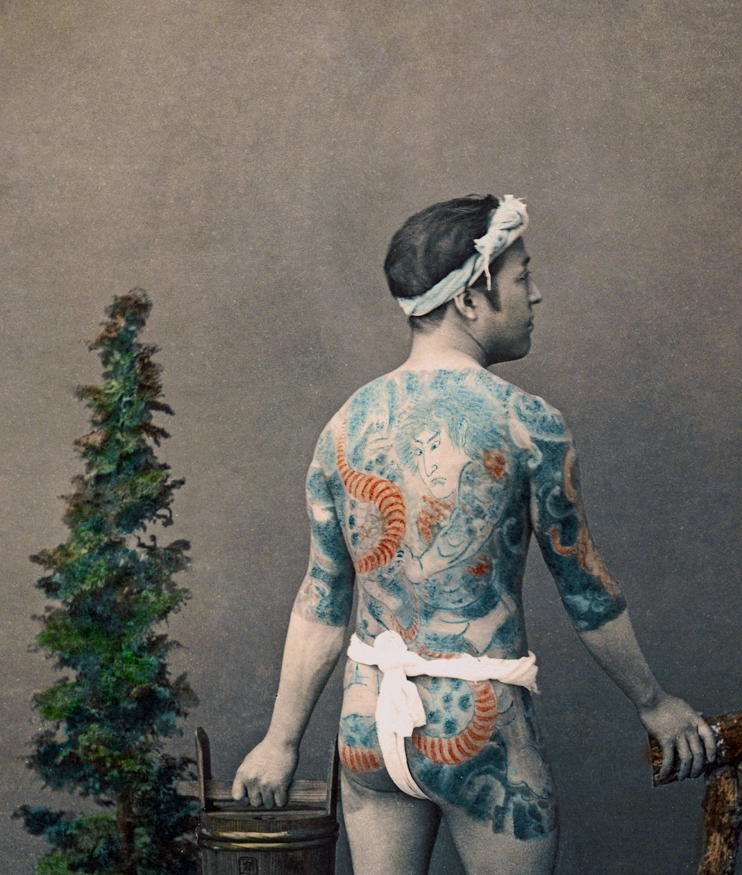 Tätowierter japanischer Betto-Groom, ca. 1880 von Kusakabe Kimbei