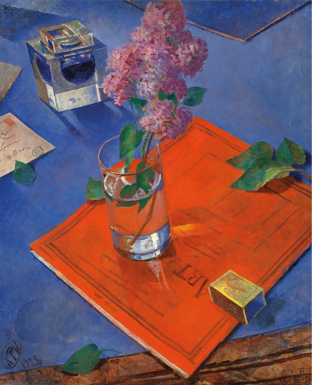 Stillleben mit Flieder, 1928 von Kuzma Sergeevich Petrov Vodkin