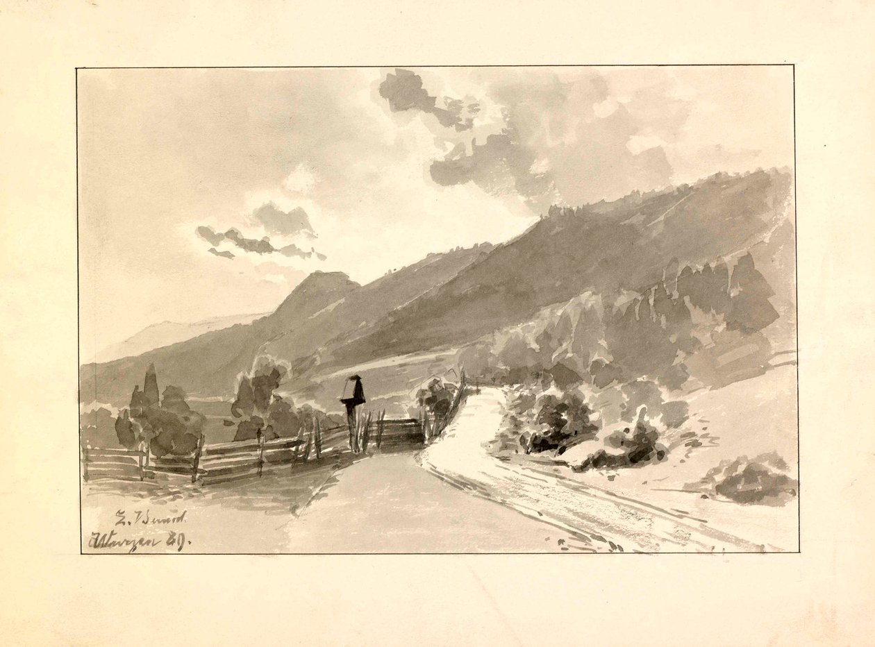 Landschaft mit Wegweiser bei Podkoren von Ladislav Benesch