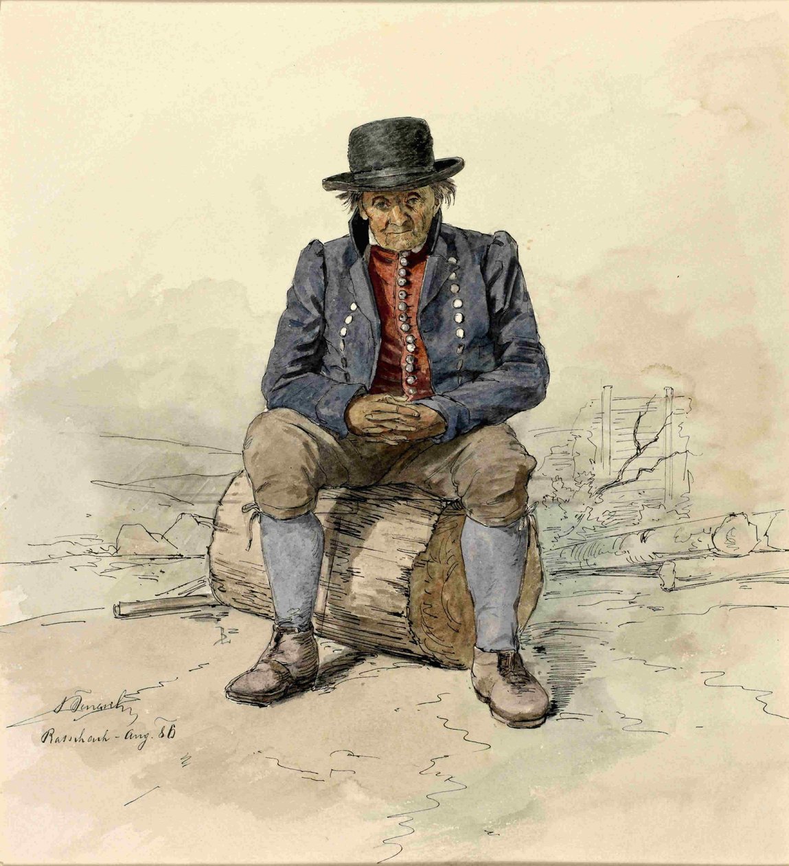 Porträt eines sitzenden Ratečan von Ladislav Benesch