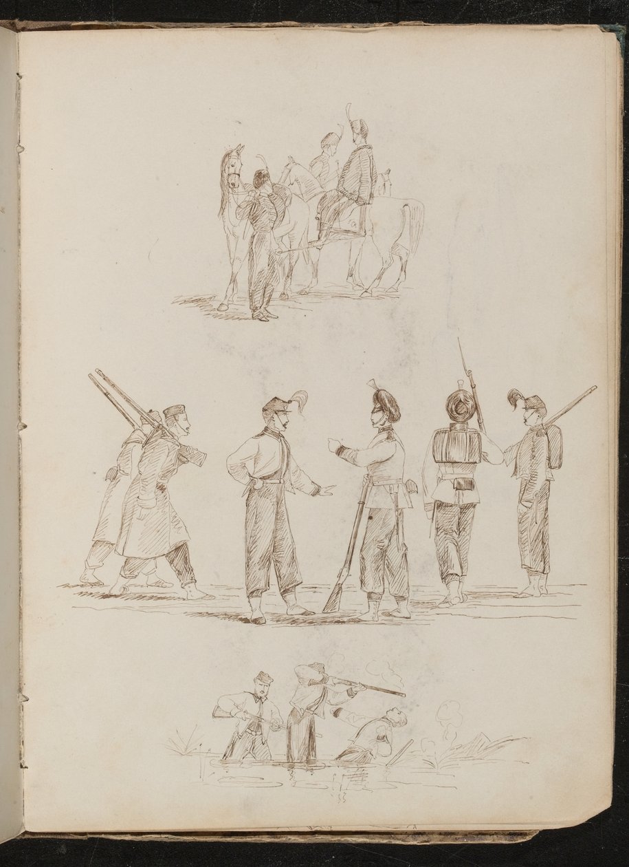 Studie von Soldaten und Pferden von Lady Butler