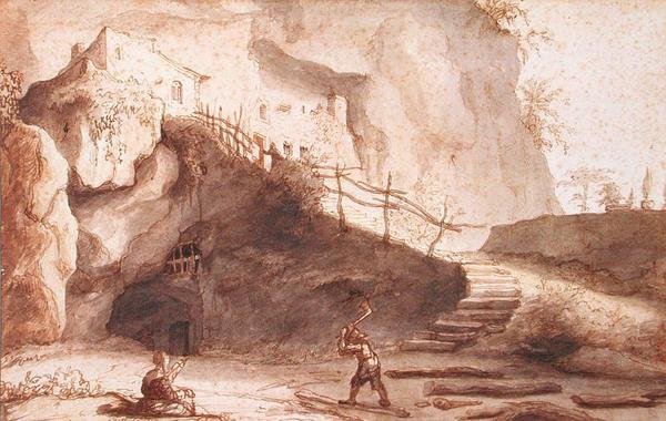 Felshöhlen bei Saumur an der Loire von Lambert Doomer