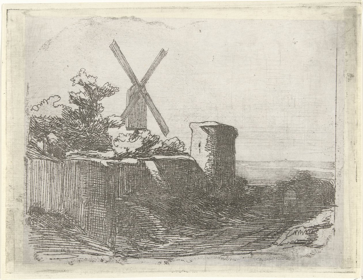 Ruine mit Mühle von Lambertus  Hardenberg