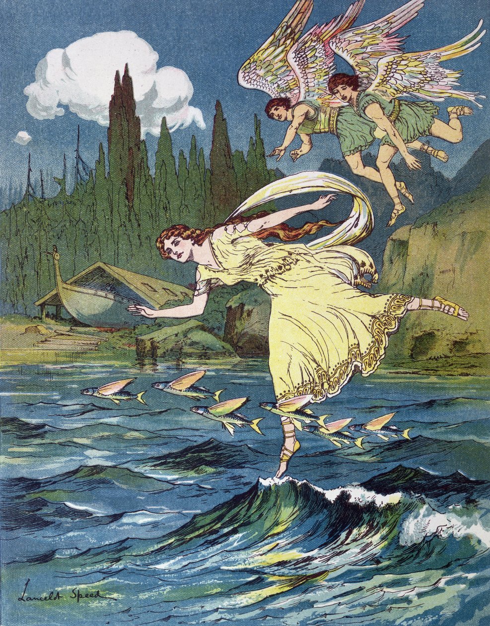 Atalanta und die Söhne des Nordwinds, ca. 1900 von Lancelot Speed