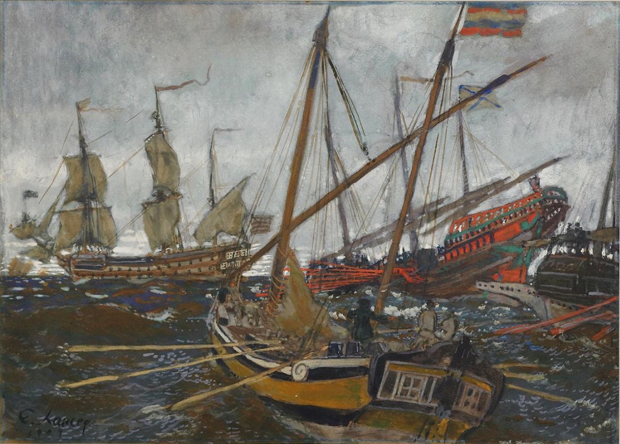 Schiffe zur Zeit von Peter I., 1909 von Lanceray