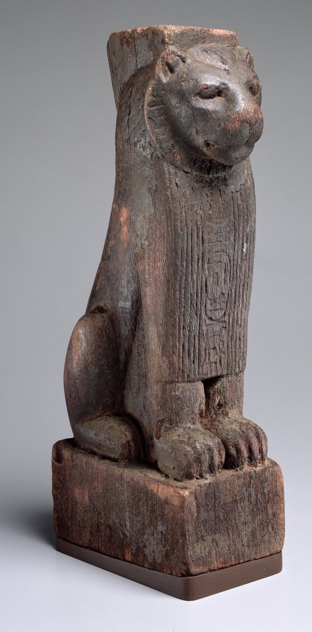Löwe auf einem Sockel sitzend, beschriftet für König Aspelta, aus dem Sudan, Napatan-Periode (ca. 590 v. Chr.) (Holz) von Late Period Egyptian