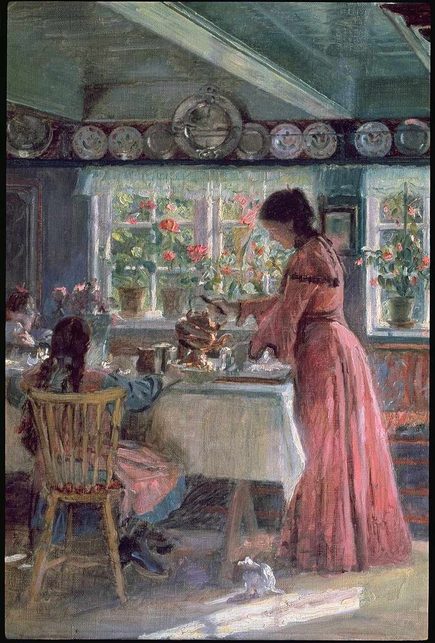 Morgendlichen Kaffee einschenken, 1906 von Laurits Regner Tuxen