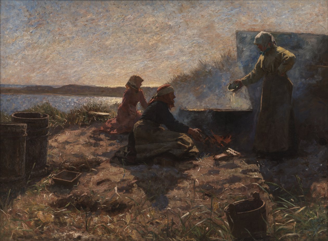 Kochen von Tranöl in Nymindegab, Jütland von Laurits Regner Tuxen