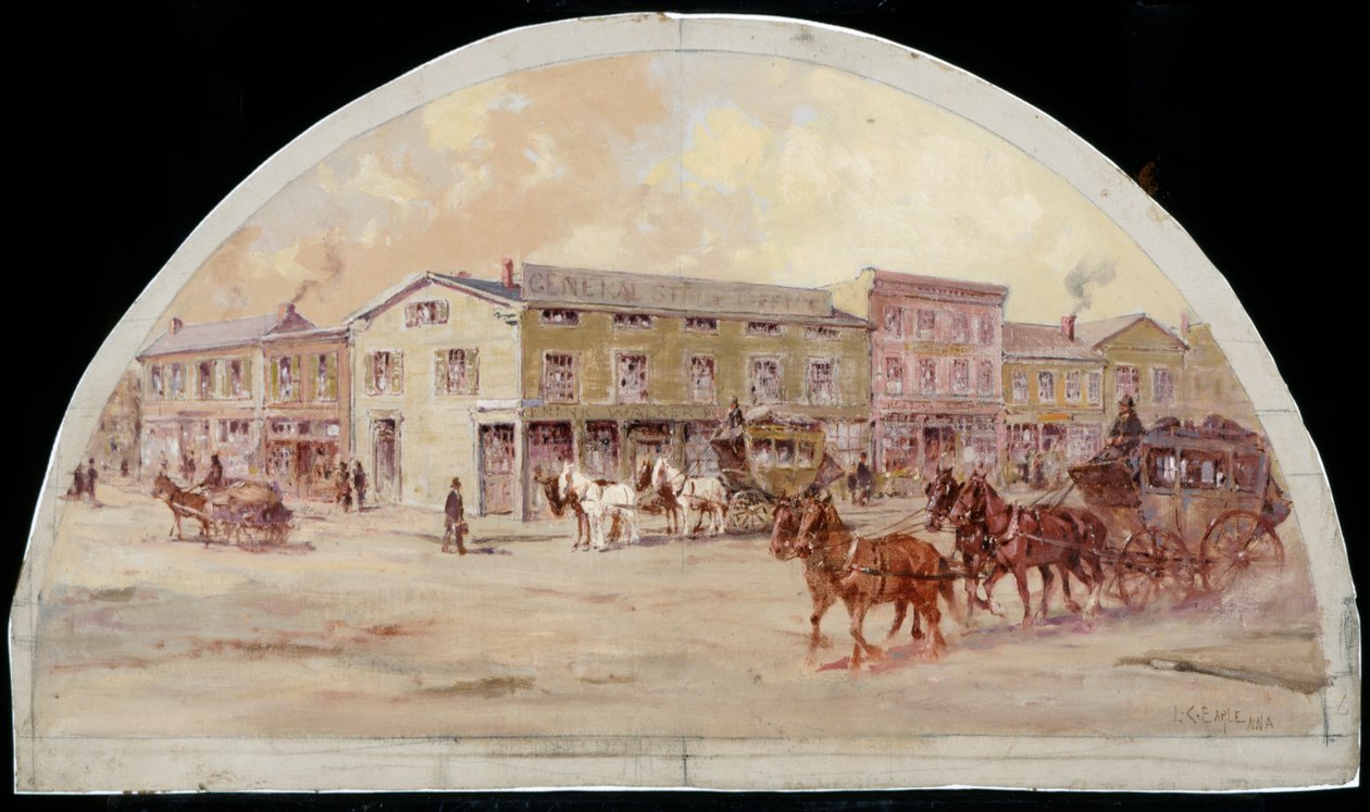 Frink und Walkers Postkutschenbüro, 1850, 1900 von Lawrence Carmichael Earle