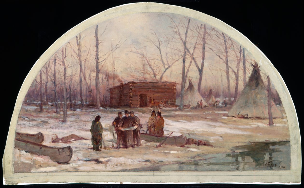 Die Winterquartiere von Pater Marquette, 1674, 1900 von Lawrence Carmichael Earle