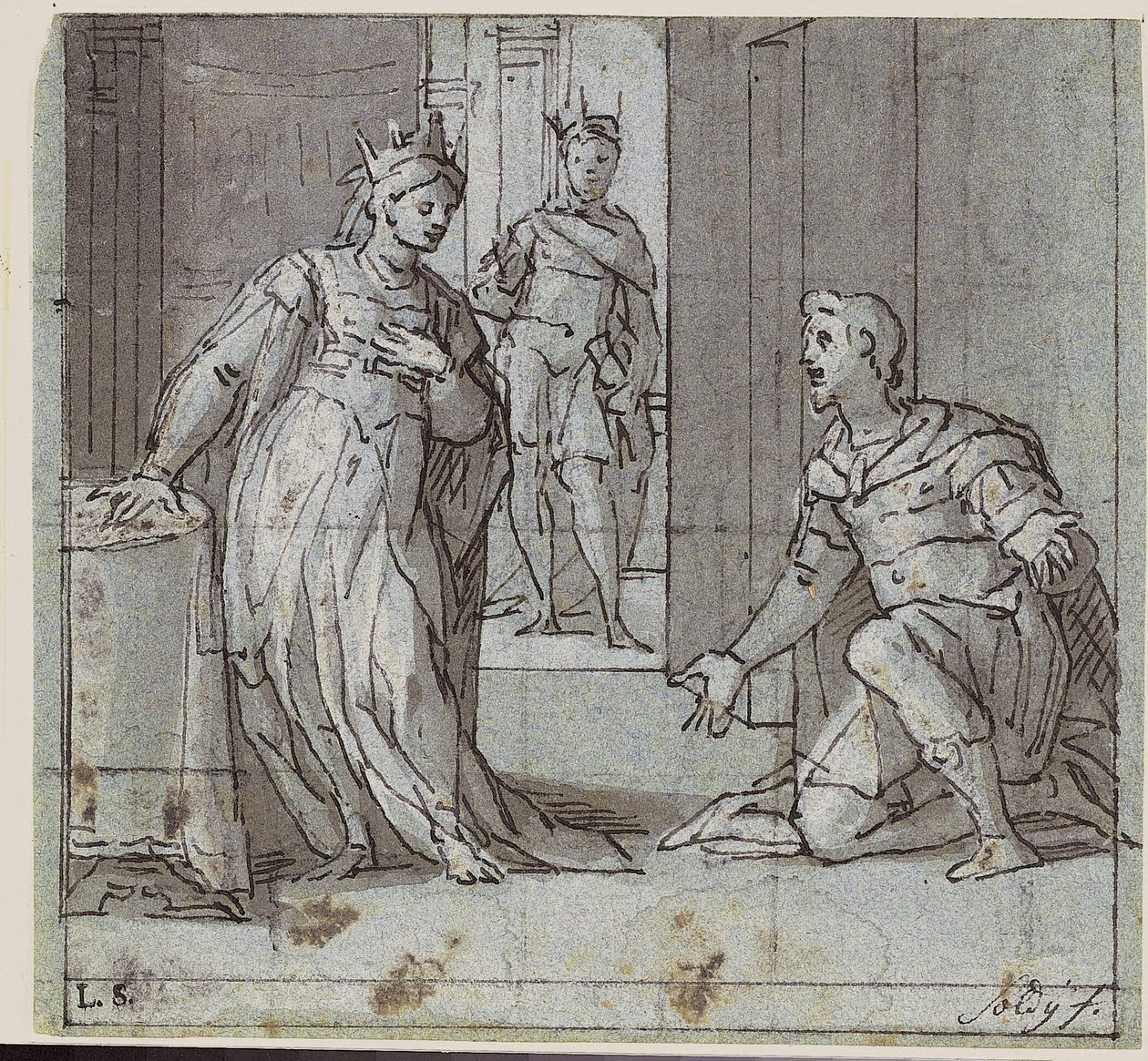 Haman fleht Esther um sein Leben an von Lazzaro Tavarone