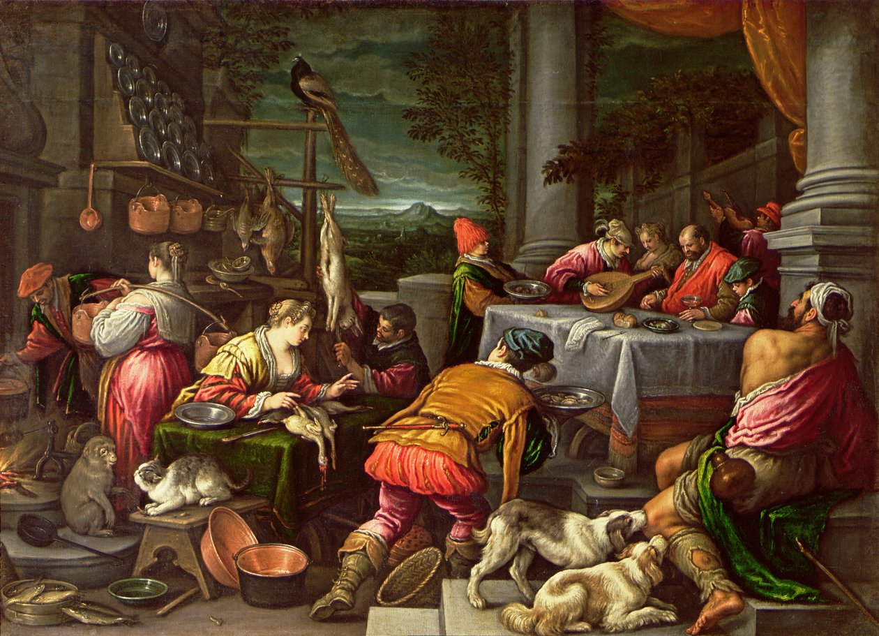 Der reiche Mann und Lazarus, 1590-95 von Leandro da Ponte Bassano