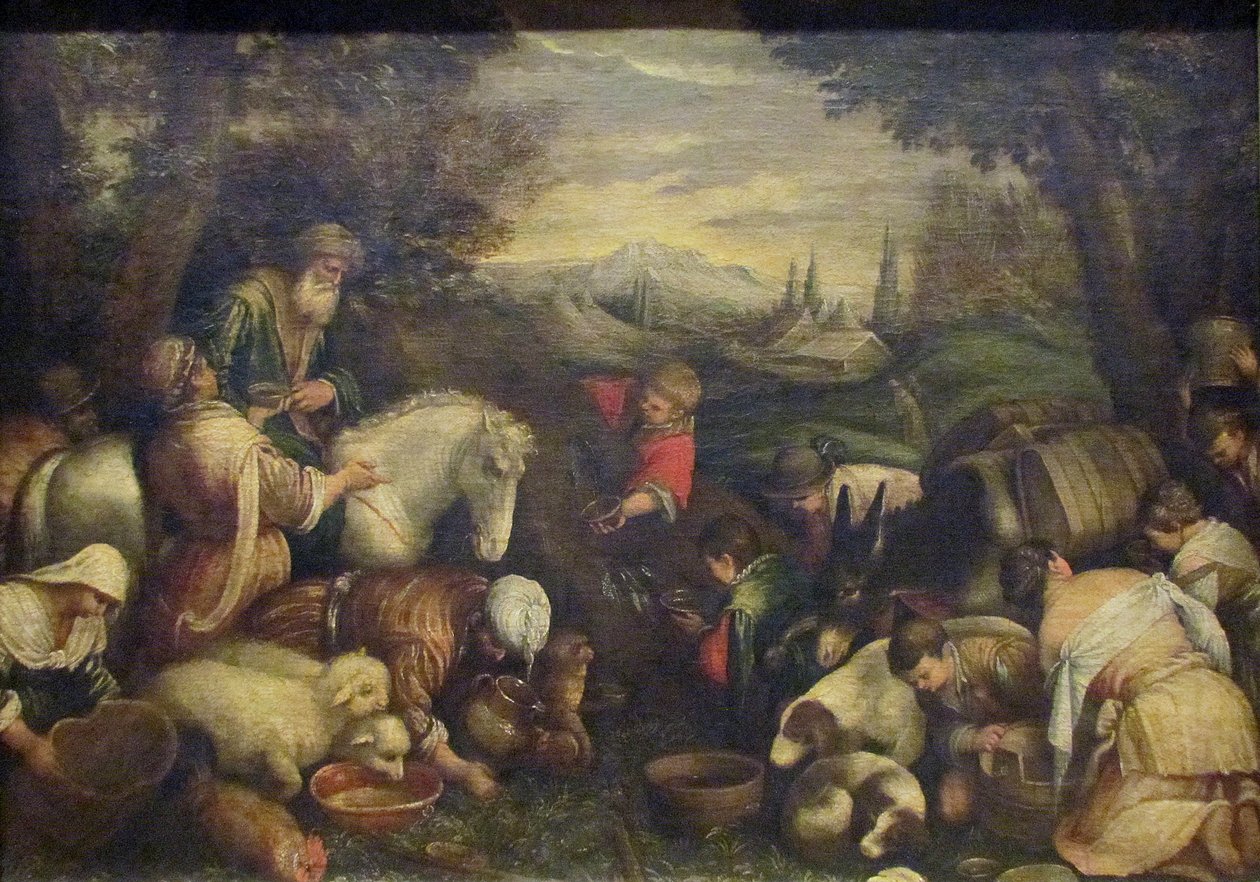 Moses schlägt den Felsen von Leandro Bassano