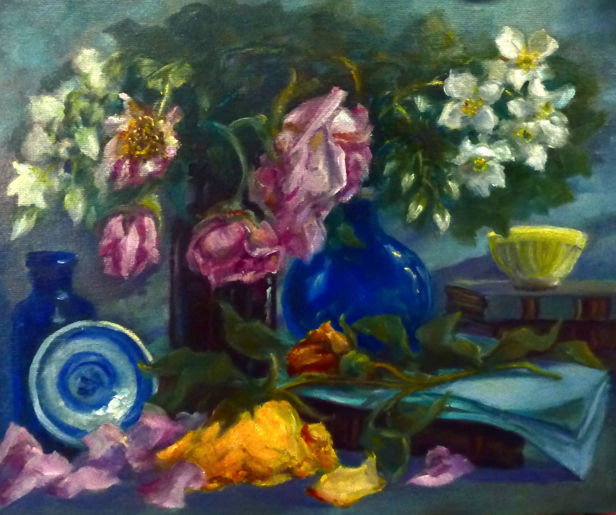 Verblasste Rosen und Orangenblüte von Lee Campbell
