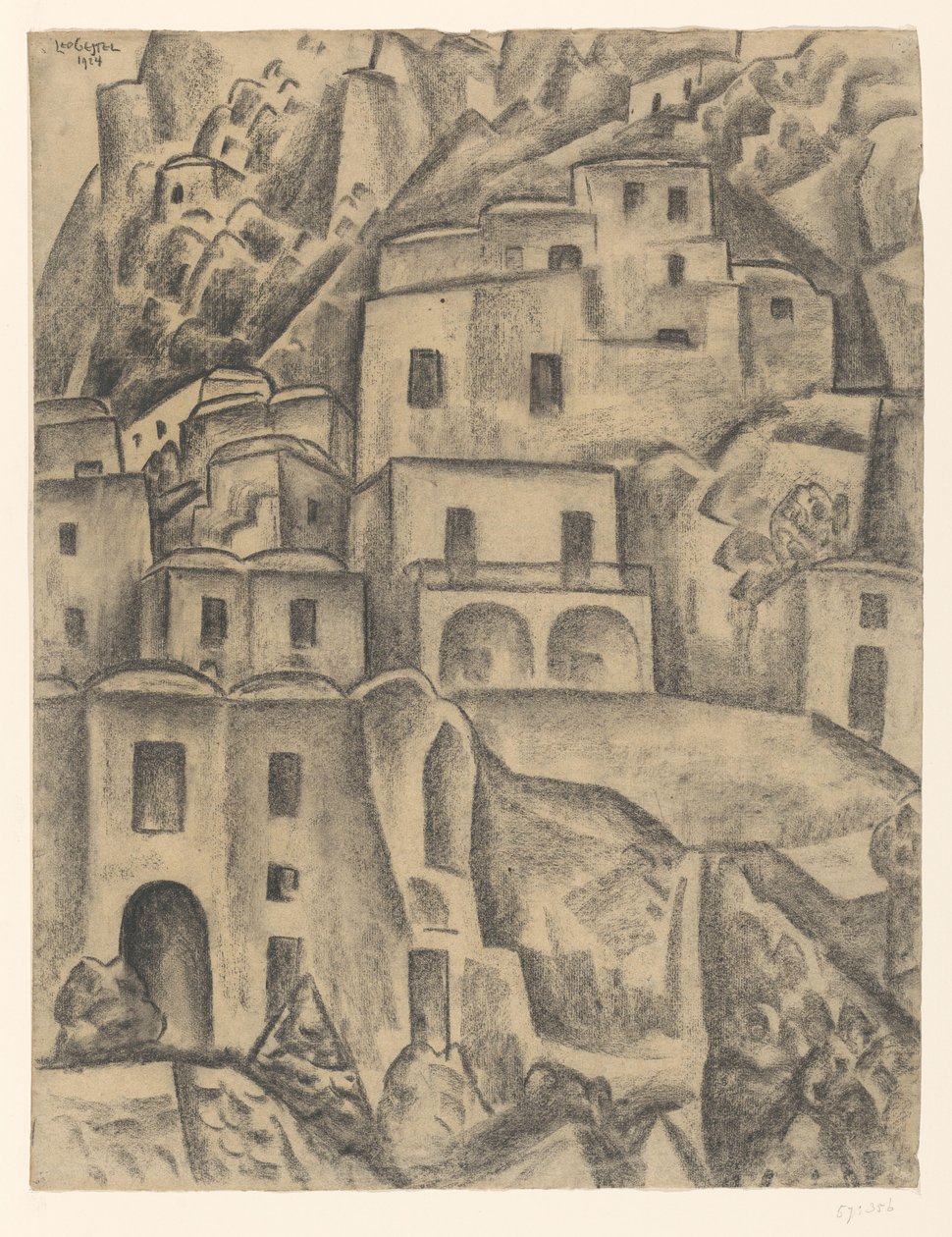 Häuser am Berghang von Leo Gestel (signed by artist)