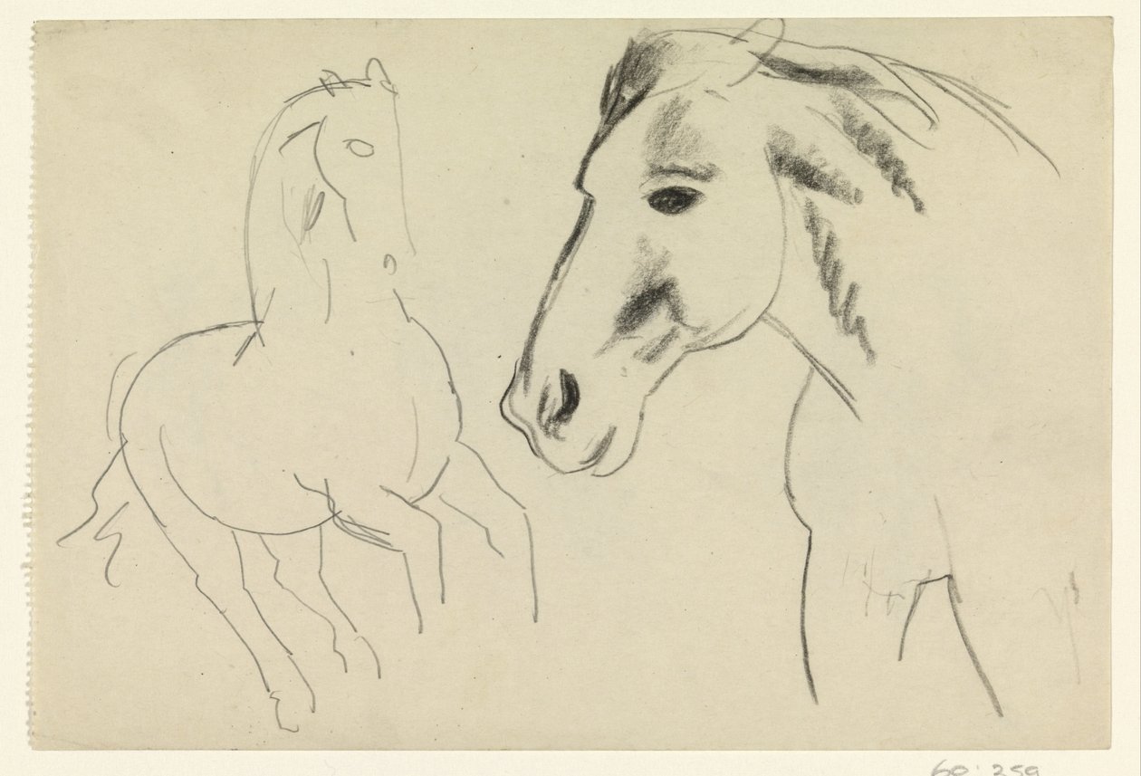Galoppierendes Pferd und Pferdekopf von Leo Gestel