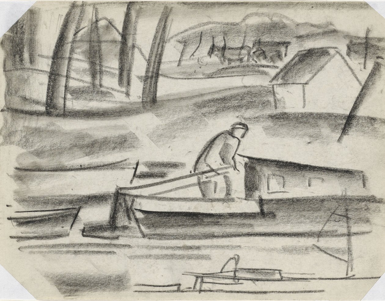 Schipper am Ruder von Leo Gestel