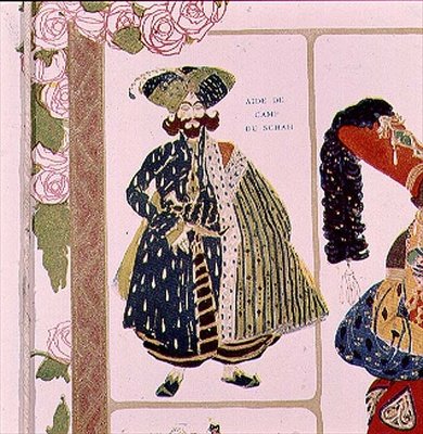 Adjutant des Schahs, Kostümentwurf für Diaghilevs Produktion des Balletts Scheherazade, 1910 von Leon Bakst