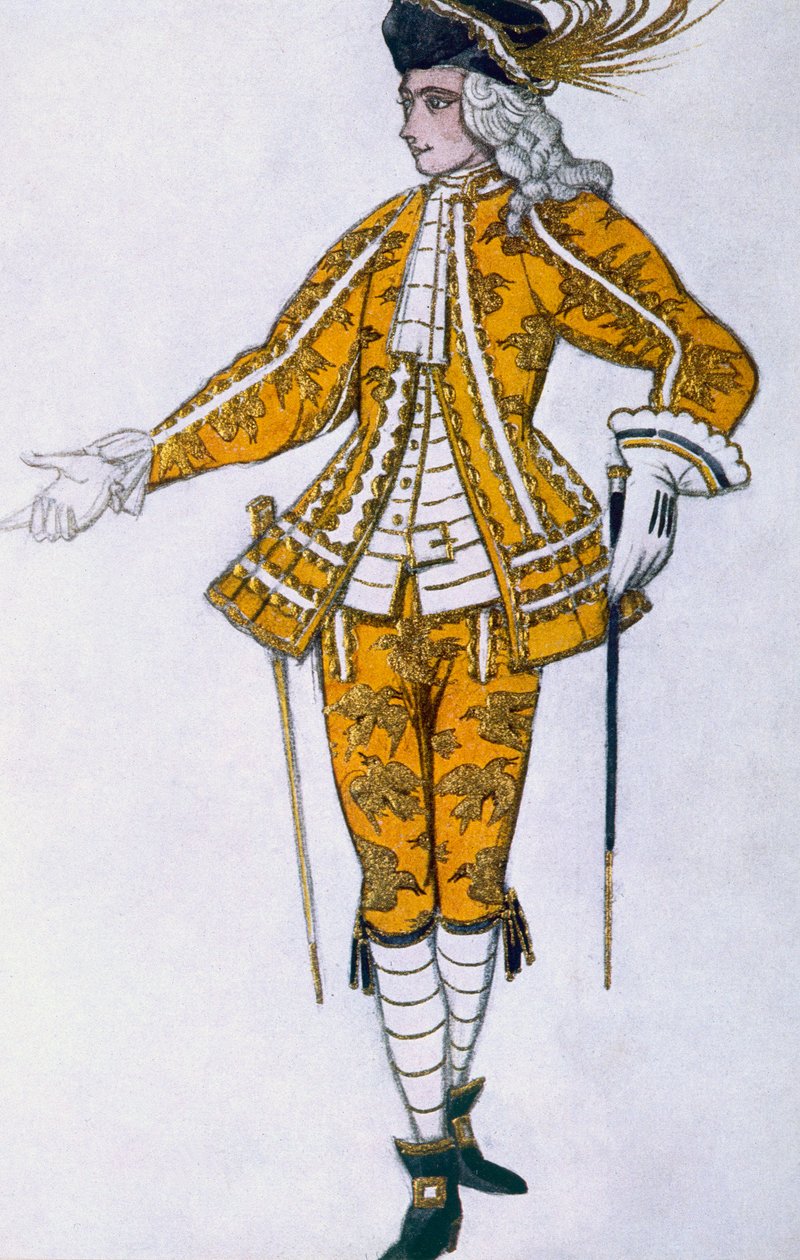 Kostümentwurf für den Pagen der Fee Canary, aus Dornröschen, 1921 von Leon Bakst