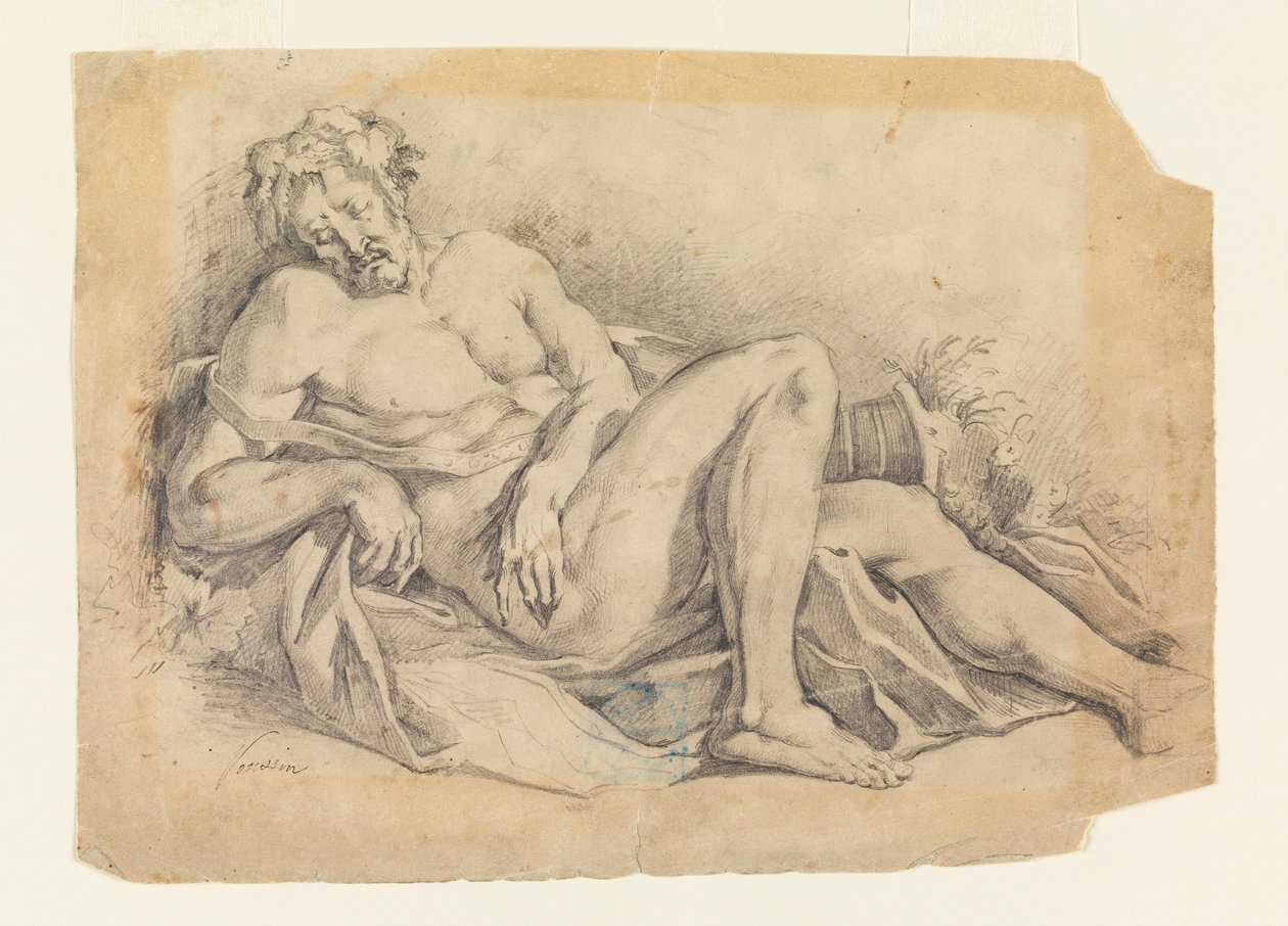 Zeichnung, Bacchus schlafend von Leon Dabo
