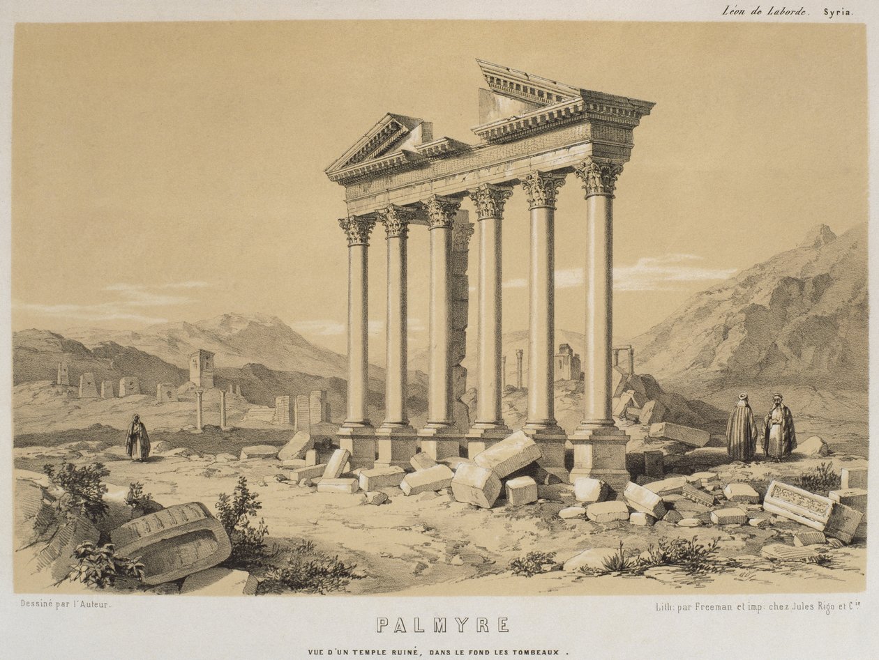 Ansicht eines zerstörten Tempels, Palmyra, Syrien, Illustration aus 