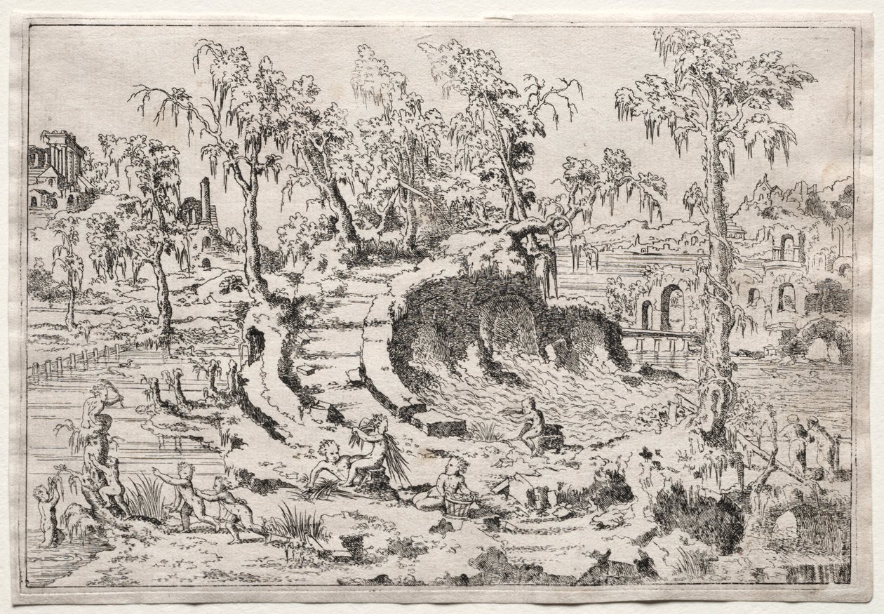 Landschaft mit Putti, ca. 1550 von Leon Davent