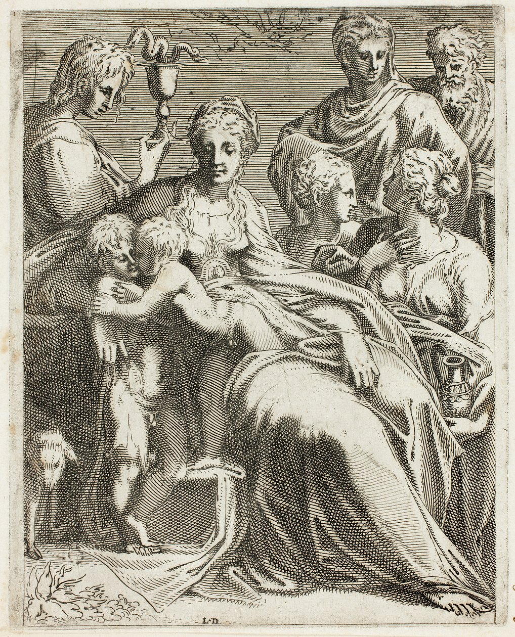 Die Heilige Familie mit Heiligen von Leon Davent