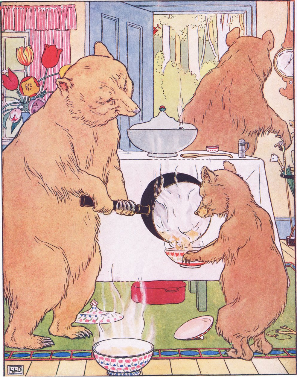 Sie goss den Brei in eine Schüssel von Leonard Leslie Brooke