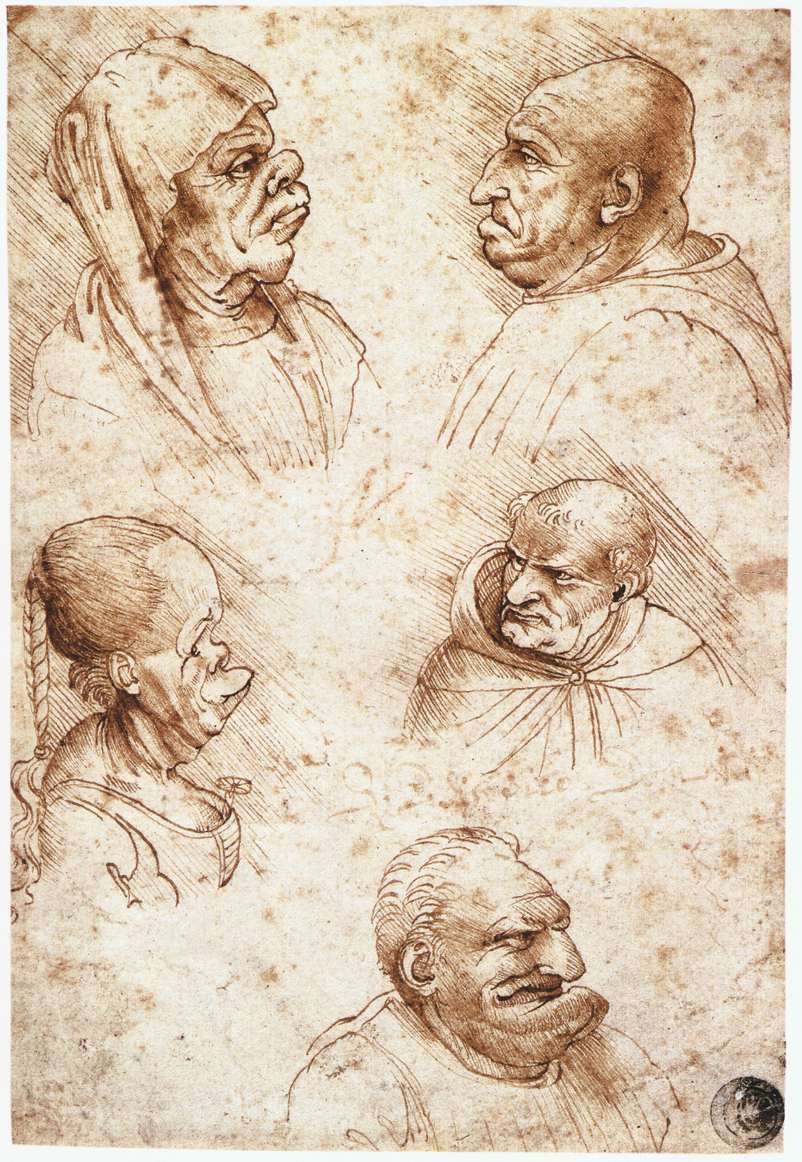 Fünf Karikaturköpfe von Leonardo da Vinci