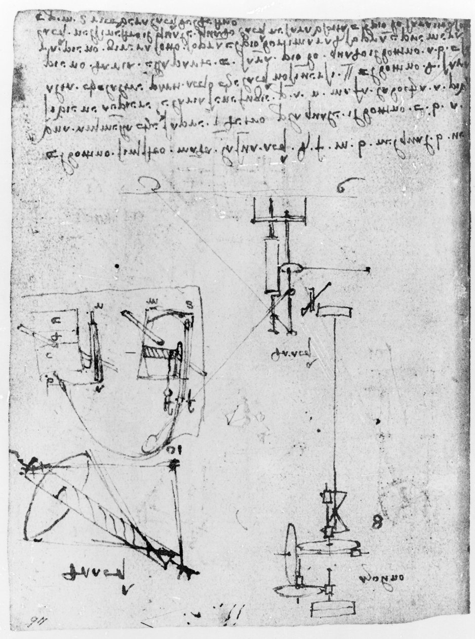 Fol. 46v, aus dem Codex Forster III, 1480er-1494 von Leonardo da Vinci